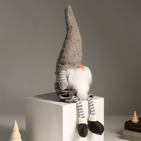 Interior doll "Santa Claus in striped leggings and gray cap" 48 cm-1