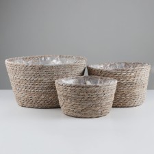 A set of baskets of 3 pcs, d30xh28, d24xh15, d21xh12, rogoz