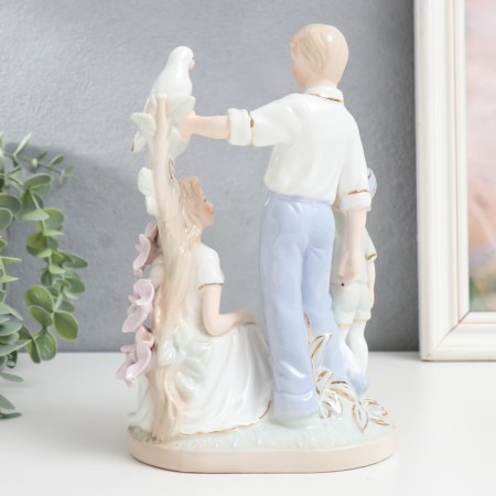 Souvenir Ceramics "Family on a walk with a bird" 20 cm-2