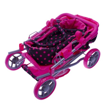 Stroller for dolls, winter-summer, 2 in 1, with carrying, basket, handle is regulated, metal frame-12