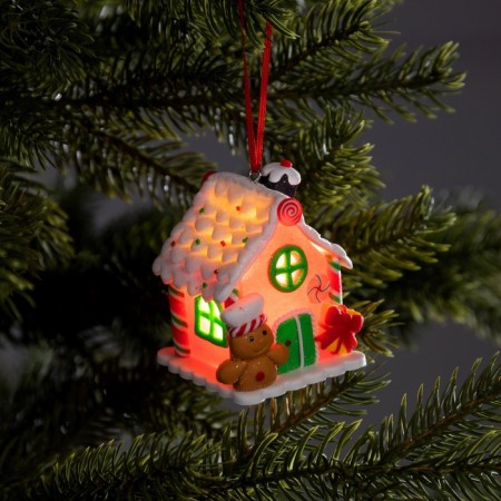 Christmas tree toy "House of sweets" 6 × 7.6 × 5.5 cm, from batteries, glow warm white