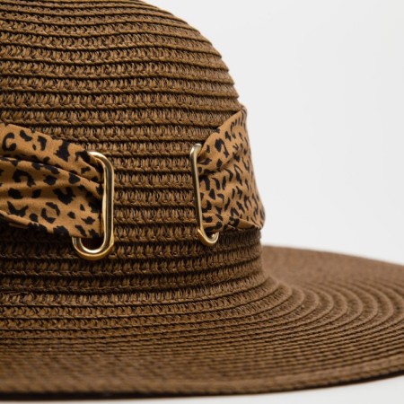 Women's hat Minaku "Leopard" Brown color, rr 56-58-4