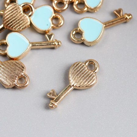 Decor for creativity metal, enamel "Key with heart" gold 1.6x0.7 cm-2