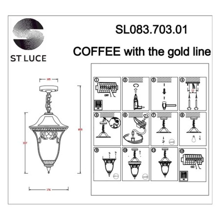 Street START LUCE ST LUCE. SL083.703.01. Chiani. 1x60 W, E27, 17.6x17.6x34 cm, coffee color-9