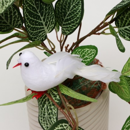 A bird for decoration and floristry, on the clothespin, white, plastic, 1 pc., 8 x 8 cm-4