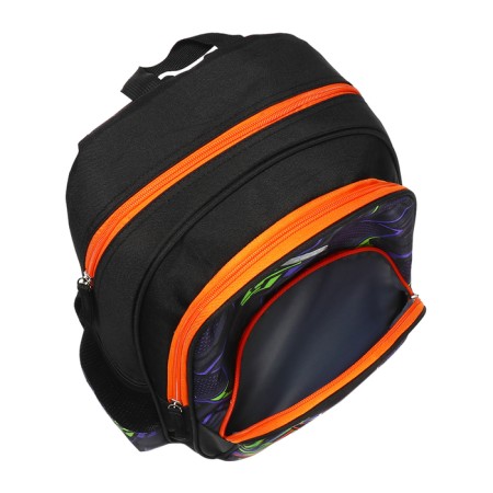 School backpack 38 x 27 x 17, ergonomic back, Devente Attomex Basic, Football, Black 7033442-7