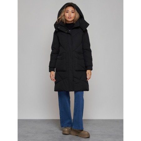 Coat insulated winter female, size 50, black color-4