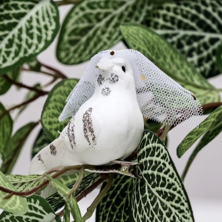 A set of birds for decor and floristry, on the clothespin, plastic, white, 2 pcs., 13 x 3 x 3 cm-7