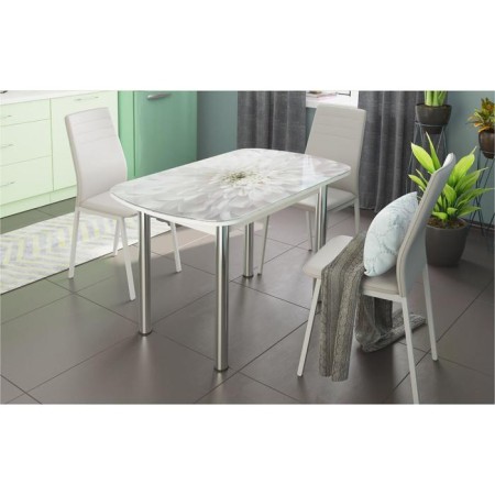 Boston table 900x600x745 Glass with photo printing Florence White/Chrome