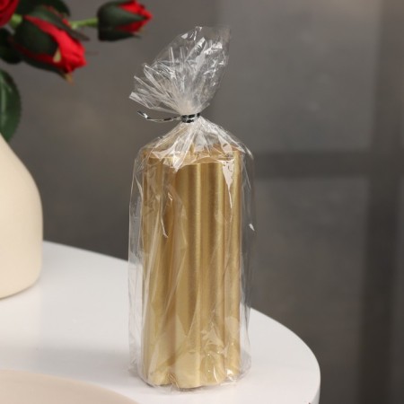 Candle-cylinder "four-leafer", 4.5x10.5 cm, gold, 6 hours-2