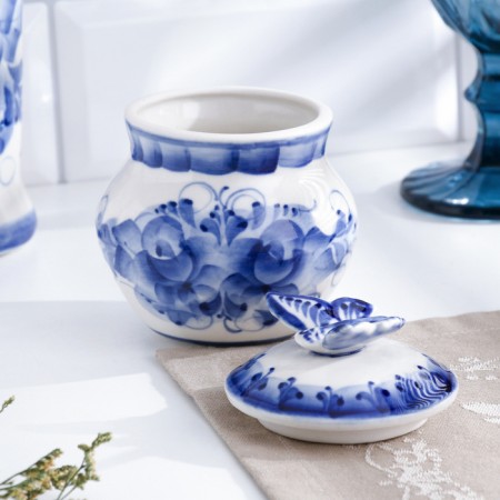 Pot "Flowers", for hot and spices, 10 x 8 cm, gzhel-2