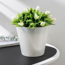 Kashpo for orchids with an insert, 1.6 l (1 l), d = 16 cm, h = 14.5 cm, the color is white mother of pearl