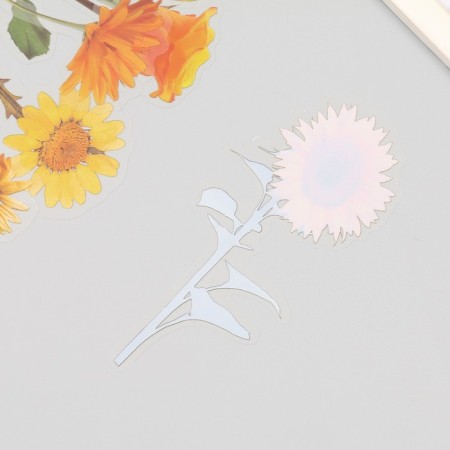 Plastic stickers "Flowers and quotes. Yellow" set 12 pcs 8.5x21.5x0.2 cm-1