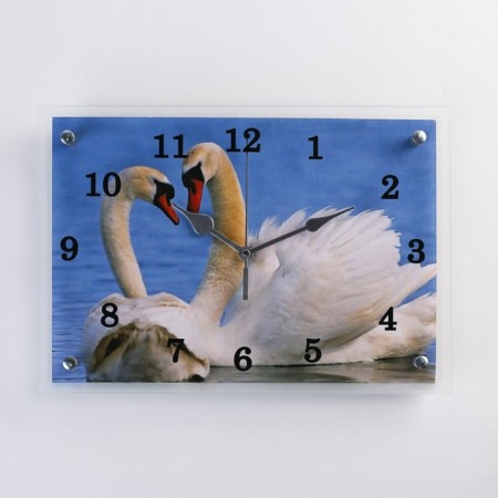 Carty clock is wall-mounted, interior "swans", silent, 25 x 35 cm
