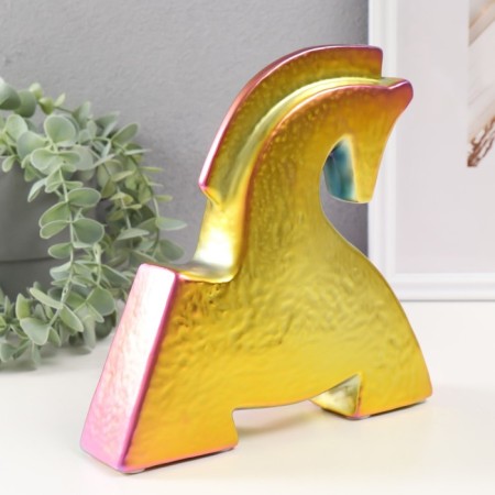 Souvenir Ceramics "Bending Horse" Green Chameleon 5x20.5x20.5 cm-1