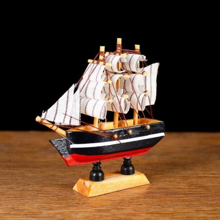 Souvenir Small Small Dolphin Ship, sides blue with a white strip, white sails, 3 × 10 × 10 cm-1