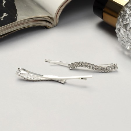 Invisibility for hair "Magic shine" (set 2 pcs) wave, 5.5 cm, silver-1