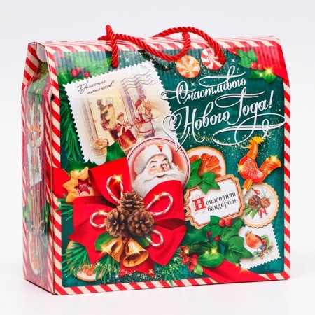 Gift box New Year's emerald vintage 23 x 10 x 22 cm-2