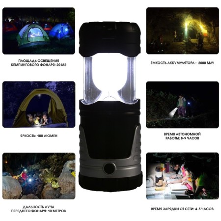 Camping hiking spotlight for tourism, 2 in 1, LED, 5 W + 1 W-3