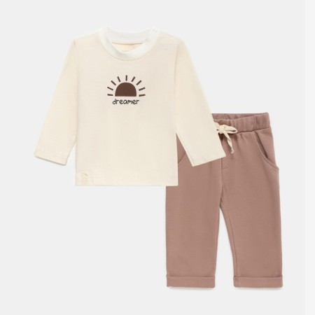 Set: T -shirt with DL. sleeve and pants crumb I am Dreamer, height 62-68 cm, beige