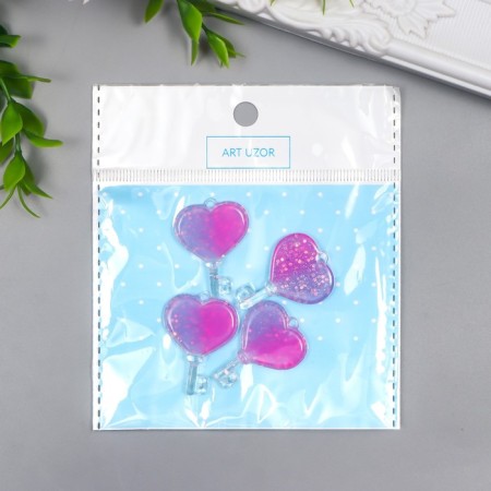 Decor for creativity Plastic "Heart Key Pink-lilac" 2.7x2.4 cm-2