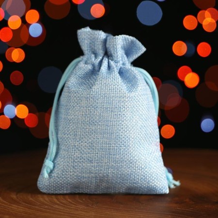 Gift bag from canvases, blue, 10 x 14 cm