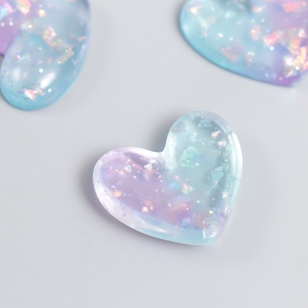Decor for creativity plastic "Hearts with glitter" lilac-blue 2.8x2.4 cm-1