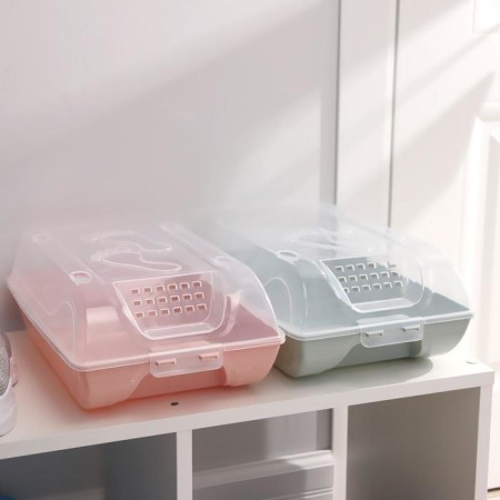 Box for storing shoes with a lid "Traces", 37 × 22 × 14 cm, pink color-8