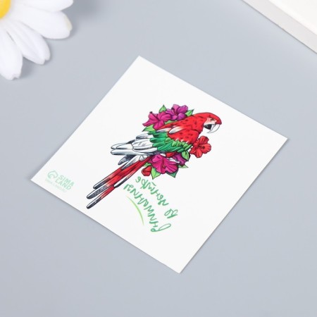 Tattoo on the body color "Parrot Ara - in the spotlight" 6x6 cm-2