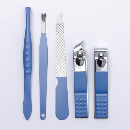 Manicure set, 5 objects, in case, blue/white color-4