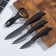 Set of knives on the stand Magistro Black, 4 objects: 3 knife, vegetable cleaning, black color