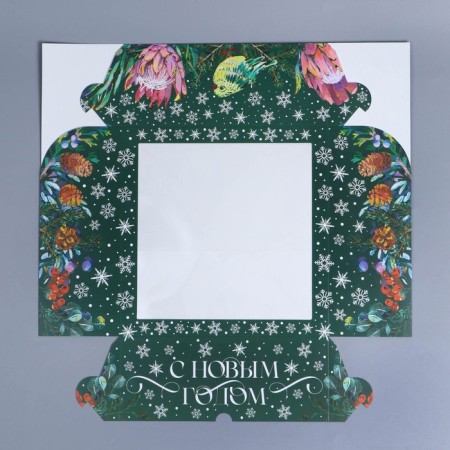 Folding box for 9 cupcakes with the Winter Garden window, 25 x 25 x 10 cm, New Year-4