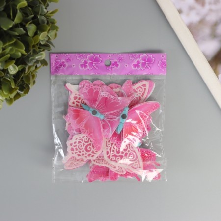 Magnet Plastic glows in the dark "pink butterflies" double wings set 12 pcs-3