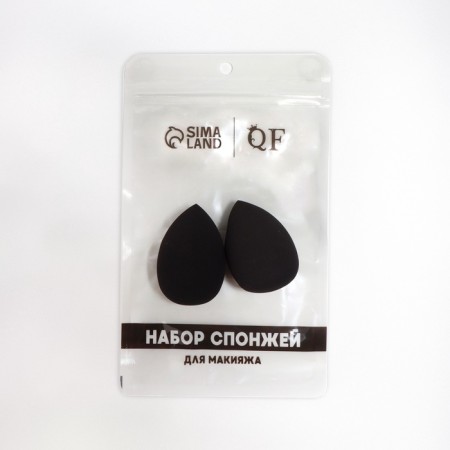 Makeup sponge, set - 2 pcs, 6 × 4 cm, increase when getting wet, black color is black-3