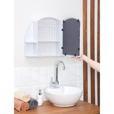 Bathroom cabinet with a mirror "Orion", color white marble-5