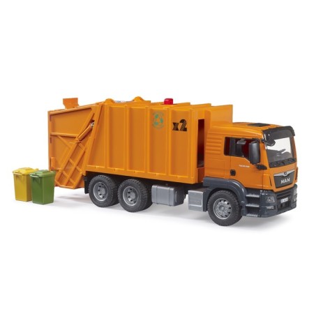 Bruder man garbage truck, with tanks, orange color-1