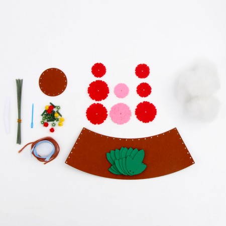 Set for creativity. Bouquet of felt in a pot "Pink flowers"-2