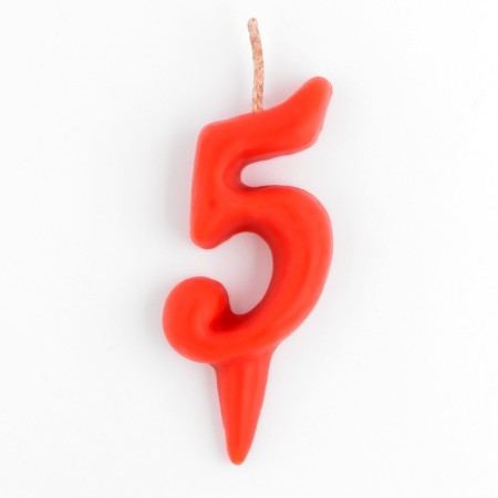 Candle for the cake figure "Oval" "5", red, 5.5 cm-1