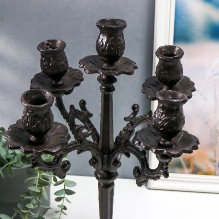 Cast iron candle for 5 candles "royal" black 43x29x29 cm-1