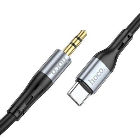 Hoco UPA22, Jack 3.5 mm (M) cable - Type -C, 1 m, silicone, black