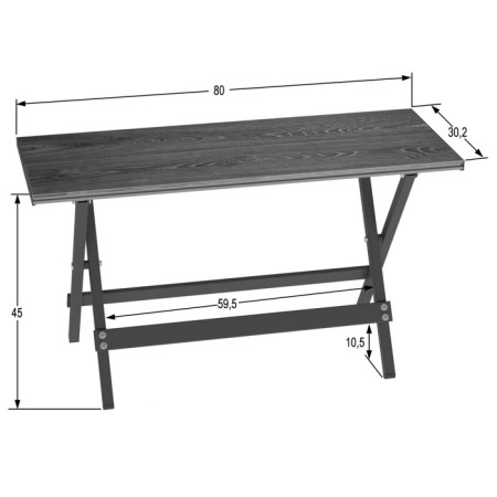 Folding bench "Lounge", 800 × 302 × 450 mm, DPP color gray / frame metal black matte-3