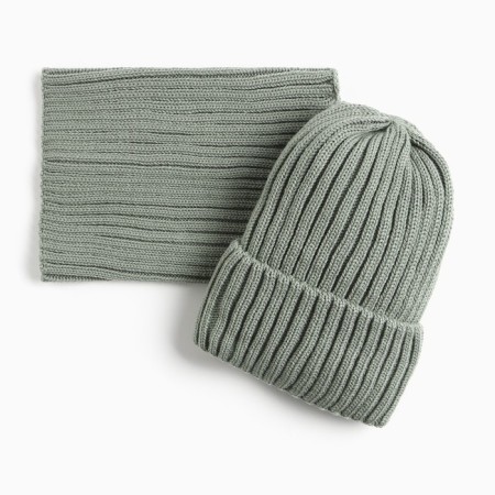 Kit for a girl (hat, snood), olive color, size 50-54