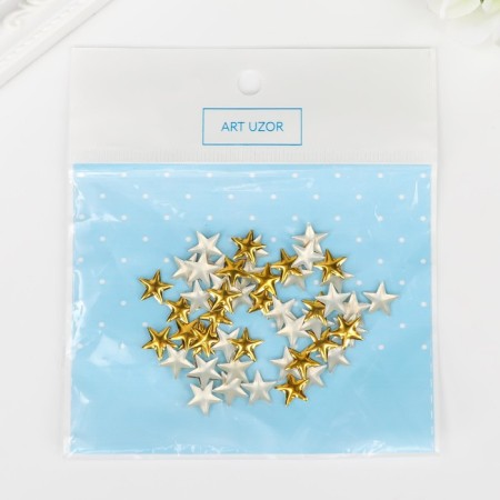 Decor for creativity Metal "Stars" gold set 50 pcs 1x1 cm-3