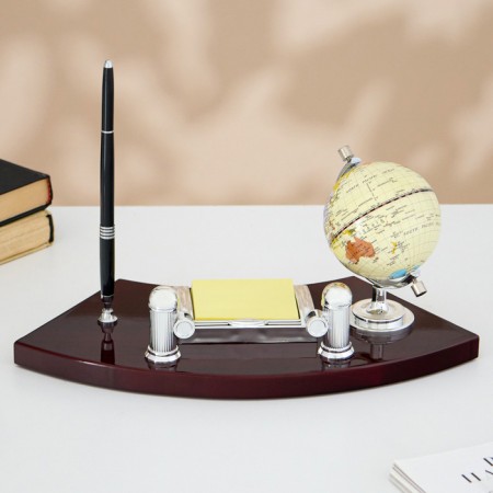 Set of a desktop 4V1 with a business card holder, 18x35 cm, red tree-1