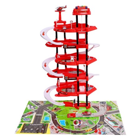 Parking "Fire Station", light, sound, elevator, with metal machines and helicopter-2