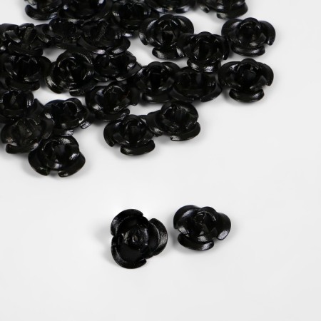 Busina "Rose", 8 mm, (set of 30 pcs.), Black color-1