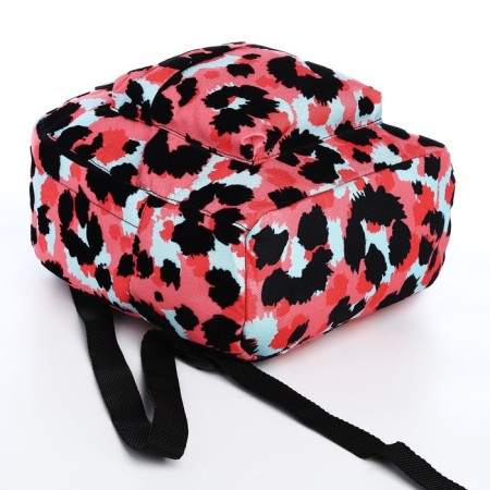 Backpack from textiles on lightning, Erich Krause, 1 pocket, pink/leopard color-4