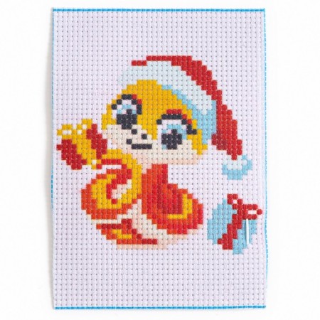 Cross -stitching for the New Year “Snake with Gifts”, 14 x 10 cm, New Year's set for creativity-2