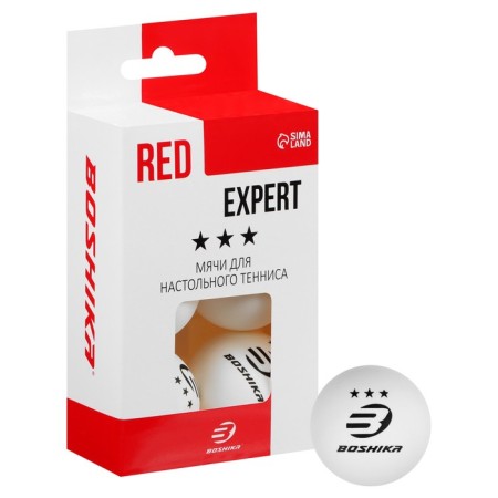 A set of balls for table tennis BOSHIKA Expert 3*, D = 40+ mm, 6 pcs., White color-2