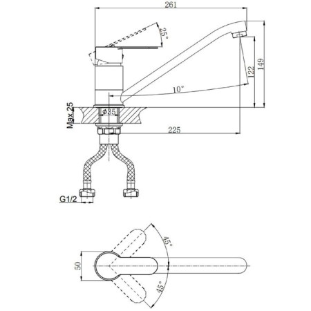Kitchen mixer Rush Tenerife TE2835-26, single-leaf, with swiveling, chrome-1